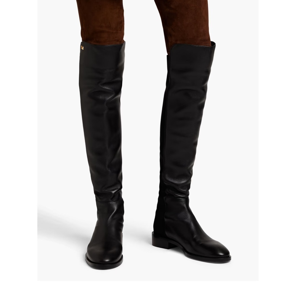 STUART WEITZMAN Keelan City Suede And Neoprene Knee Boots. 8B